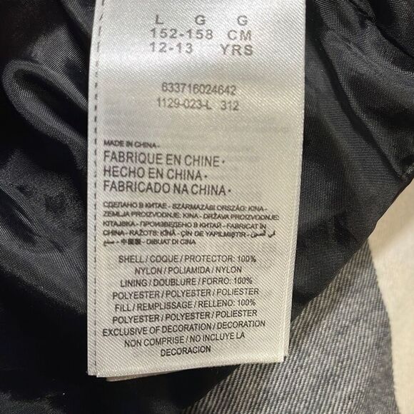 Converse Vest Large Youth 12-13 YRS Black Puffer Full Zip Pockets Logo Girls - Picture 5 of 5